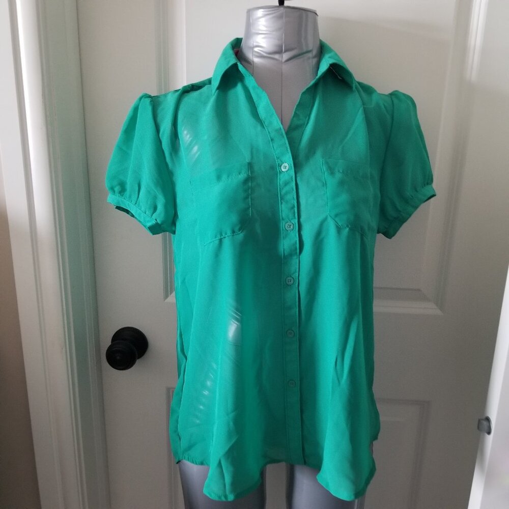 Capped Sleeve semi-sheer blouse